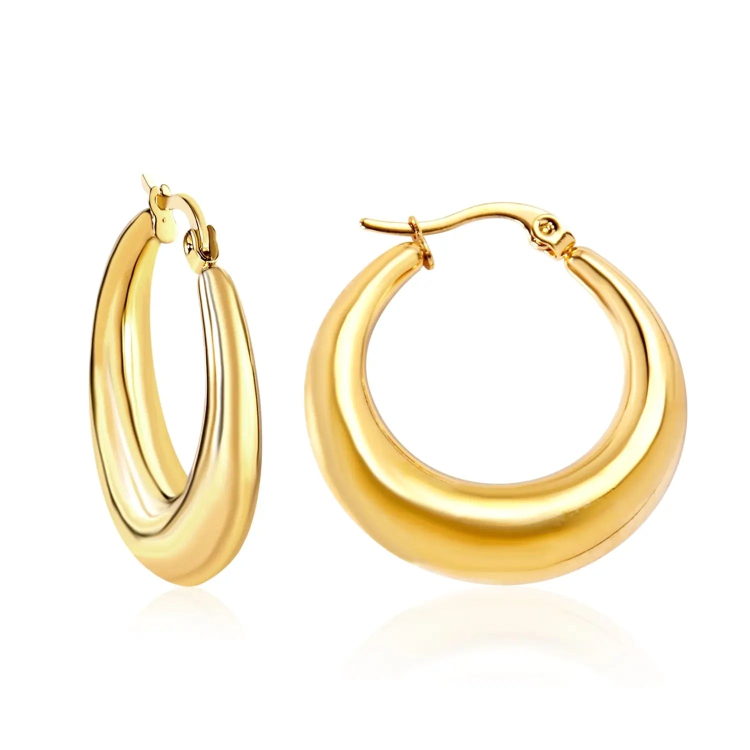 Minimalist Stainless Steel Hoop Earrrings for Women Gold Color Metal Circle Earrings Vintage Girls Party Jewelry Gifts asonjewelry